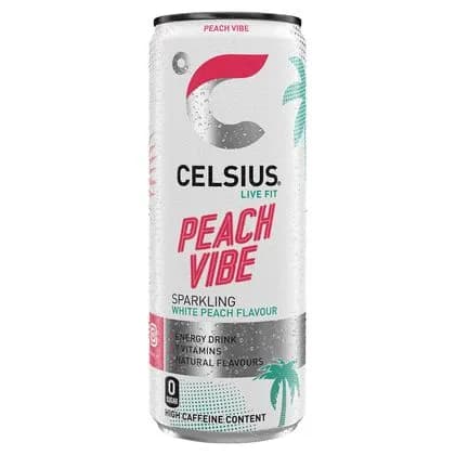 Celsius Live Fit Peach Vibe Sparkling White Peach Flavour