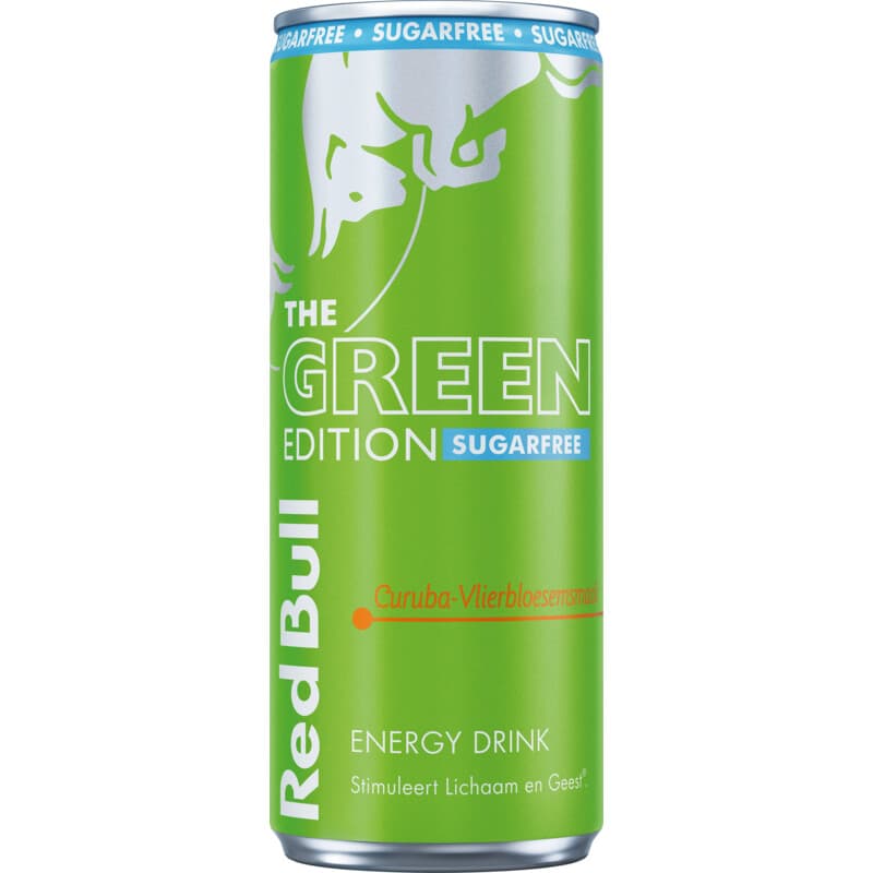 Red Bull Energy The Green Edition Sugar Free (12 x 0,25 liter blikken NL) Curuba-Vlierbloesem