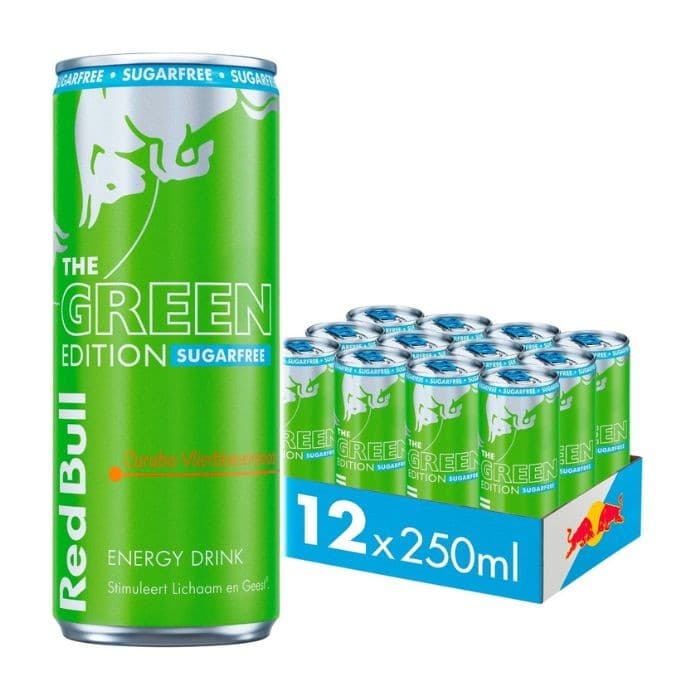 Red Bull Green Edition Sugar Free Blikjes 25cl Tray 12 Stuks