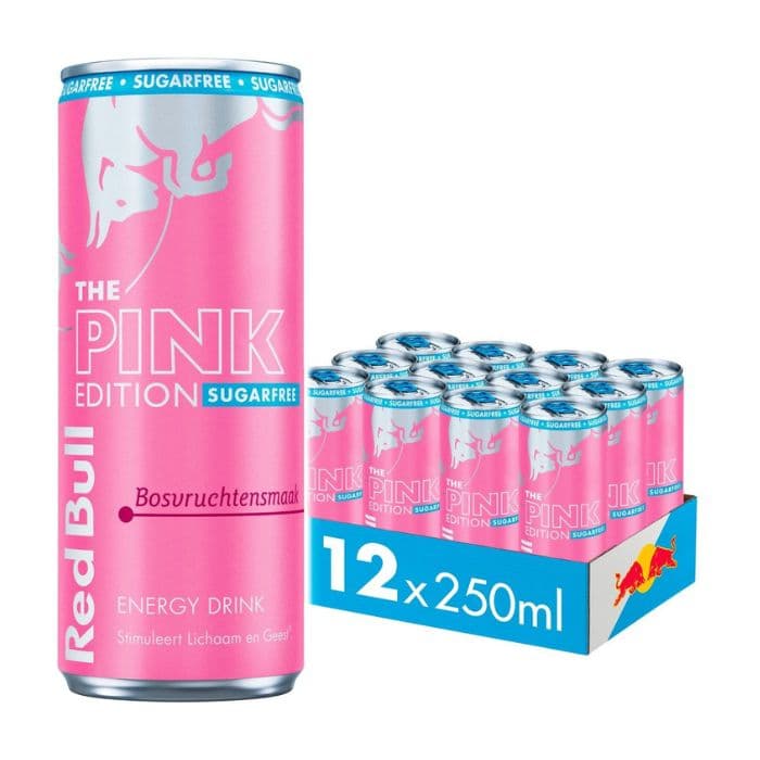 Red Bull Pink Edition Sugar Free Blikjes 25cl Tray 12 Stuks